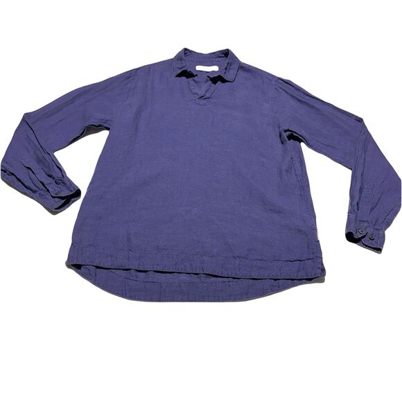 Orlebar Brown Ridley Linen Relaxed Resort Collared Pullover Shirt Blue Coastal M - Picture 1 of 10